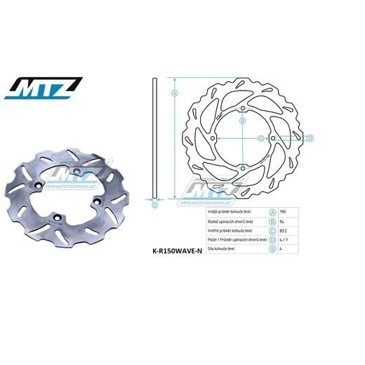 GOLDFREN KOTOUČ BRZDOVÝ NEREZOVÝ - ZUBATÝ DESING WAVE - HONDA CR80 / 92-02+CR85 / 03-07+CRF150R / 07-20