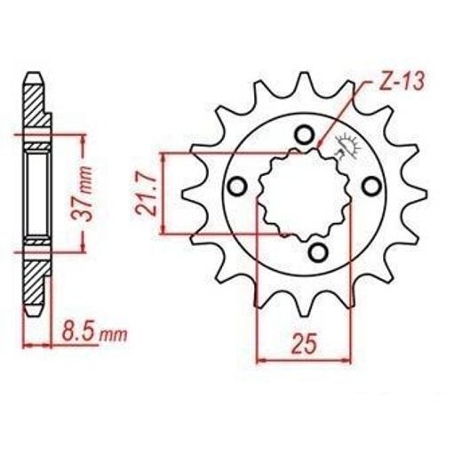 ŘETĚZOVÉ KOLEČKO PRO SEKUNDÁRNÍ ŘETĚZY TYPU 520, JT - ANGLIE (13 ZUBŮ)
