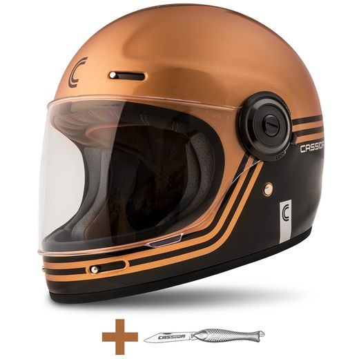 PŘILBA CASSIDA FIBRE SUPER HOOLIGAN, CASSIDA (ČERNÁ/METALICKÁ MĚDĚNÁ/ŠEDÁ)