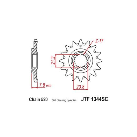 ŘETĚZOVÉ KOLEČKO PRO SEKUNDÁRNÍ ŘETĚZY TYPU 520, JT (13 ZUBŮ)