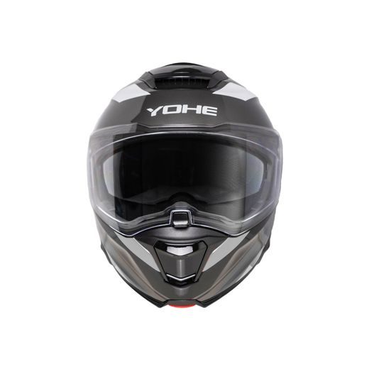 YOHE VÝKLOPNÁ MOTO PŘILBA 937 DOUBLE VISOR ČERNÁ ŠEDÁ