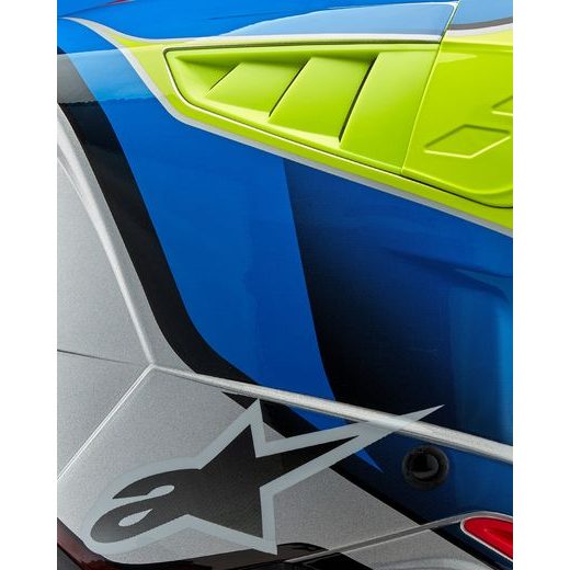 PŘILBA ALPINESTARS S-M5 SAIL (ŽLUTÁ FLUO/MODRÁ/STŘÍBRNÁ) 2024