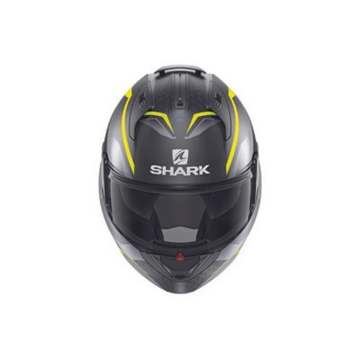PŘILBA SHARK EVO- ES YARI PŘEKLOPNÁ (ČERNÁ/ŠEDÁ/ŽLUTÁ MATNÁ)