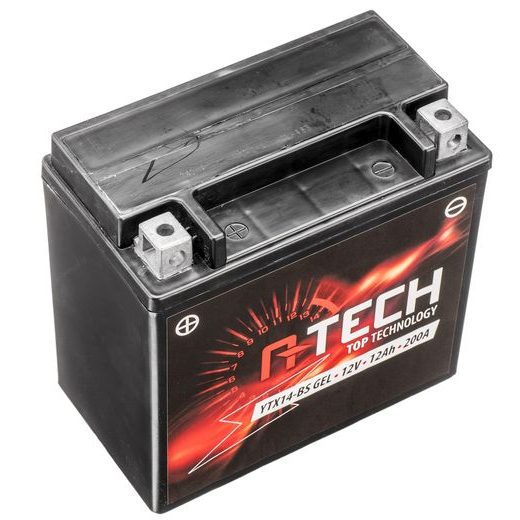BATERIE 12V, YTX14-BS GEL, 12AH, 200A, BEZÚDRŽBOVÁ GEL TECHNOLOGIE 150X87X145, A-TECH (AKTIVOVANÁ VE VÝROBĚ)