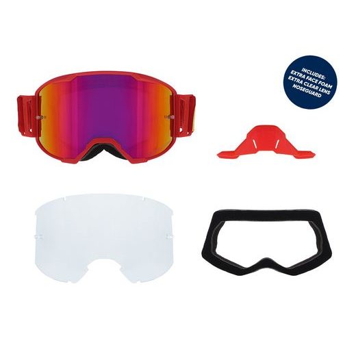 BRÝLE STRIVE, REDBULL SPECT (ČERVENÉ MÁTNÉ, PLEXI FIALOVÉ ZRCADLOVÉ)