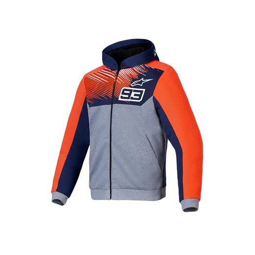 BUNDA CHROME V2 SPORT HOODIE MM93 KOLEKCE, ALPINESTARS (SVĚTLE ŠEDÁ/MODRÁ/ČERVENÁ FLUO) 2025