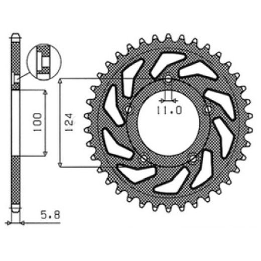 OCELOVÁ ROZETA PRO SEKUNDÁRNÍ ŘETĚZY TYPU 520, SUNSTAR (47 ZUBŮ)
