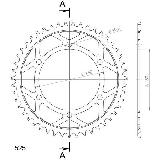 ŘETĚZOVÁ ROZETA SUPERSPROX RFE-300:47-BLK ČERNÝ 47 ZUBŮ, 525