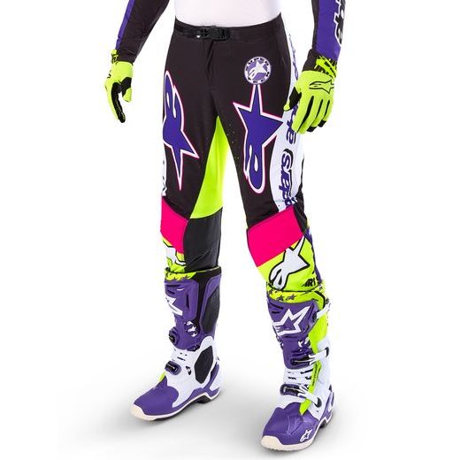 KALHOTY SUPERTECH LIMITOVANÁ EDICE DIRT STUDIOS, ALPINESTARS (BÍLÁ/FIALOVÁ/RŮŽOVÁ/ŽLUTÁ FLUO) 2025