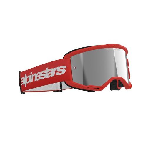 ALPINESTARS BRÝLE VISION 3 WORDMARK, ALPINESTARS (ČERVENÁ, ZRCADLOVÉ STŘÍBRNÉ PLEXI)
