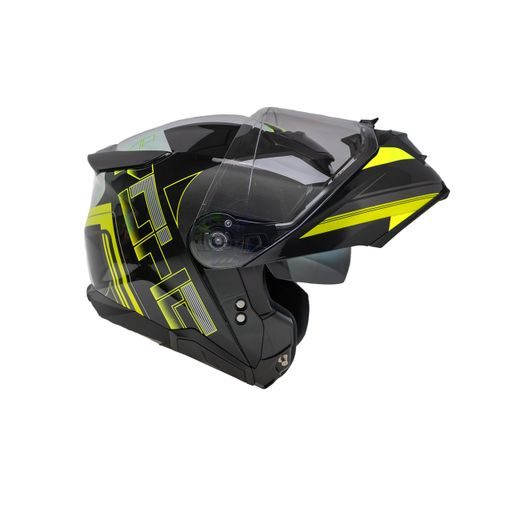 YOHE VÝKLOPNÁ MOTO PŘILBA 937 DOUBLE VISOR ČERNÁ FLUO
