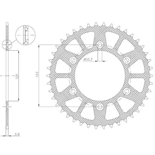 OCELOVÁ ROZETA PRO SEKUNDÁRNÍ ŘETĚZY TYPU 520, SUNSTAR (48 ZUBŮ)
