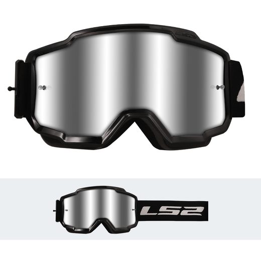 LS2 CHARGER GOGGLE BLACK WITH SILVER VISOR