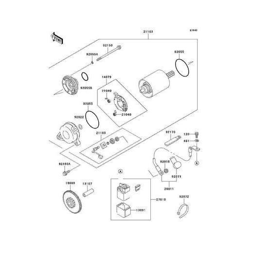 KAWASAKI ORIGINÁLNÍ KAWASAKI 13107-1112 SHAFT