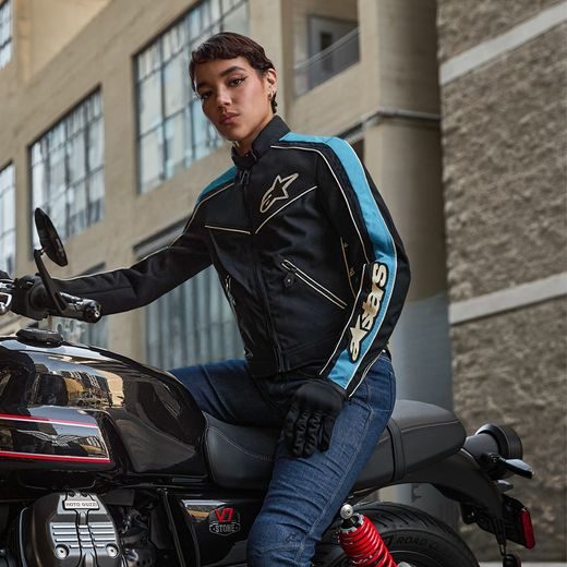 BUNDA STELLA T-DYNO AIR, ALPINESTARS, DÁMSKÁ (ČERNÁ/SVĚTLE MODRÁ/BÉŽOVÁ) 2025