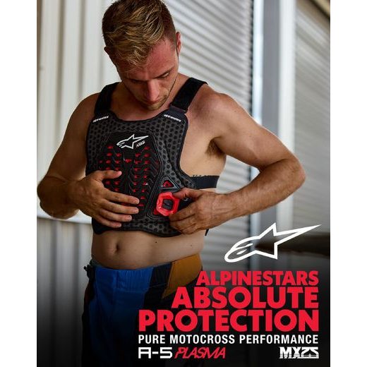 CHRÁNIČ HRUDI A-5 PLASMA, ALPINESTARS (ČERNÁ/ČERVENÁ/BÍLÁ) 2025