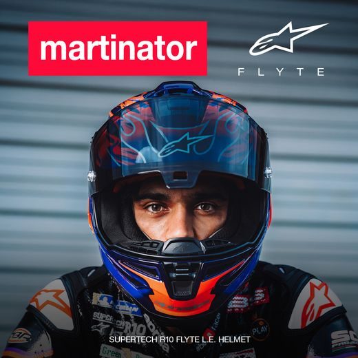 PŘILBA SUPERTECH R10 FLYTE LIMITOVANÁ EDICE JORGE MARTIN, ALPINESTARS (FIALOVÁ/ČERVENÁ) 2026