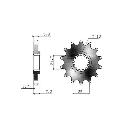 ŘETĚZOVÉ KOLEČKO PRO SEKUNDÁRNÍ ŘETĚZY TYPU 520, SUNSTAR (16 ZUBŮ)