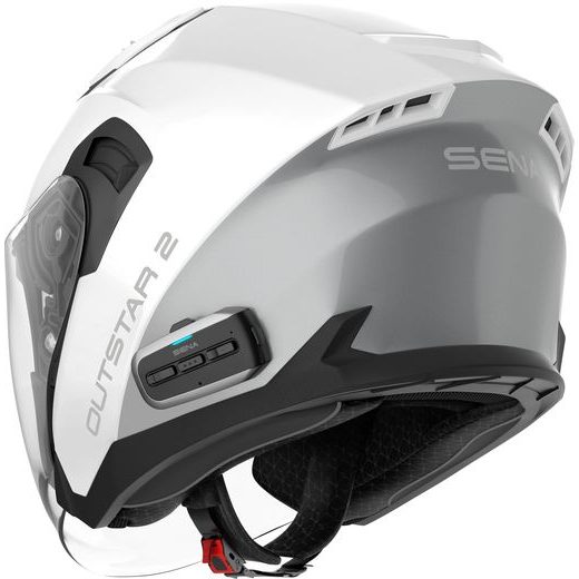 MESH PŘILBA S HEADSETEM OUTSTAR 2, SENA (LESKLÁ BÍLÁ)