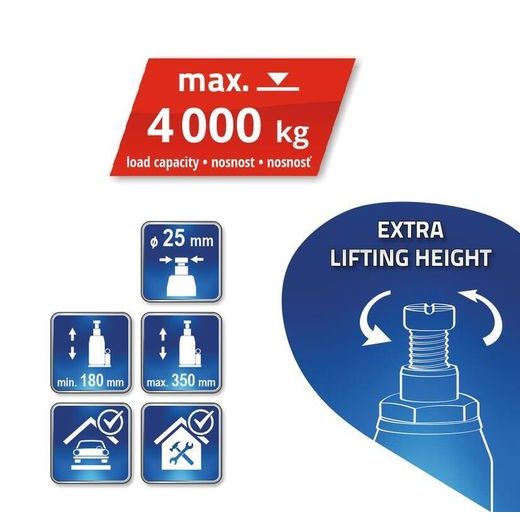 HYDRAULICKÝ ZVEDÁK (PANENKA) 4 T, ZDVIH 195-385 MM