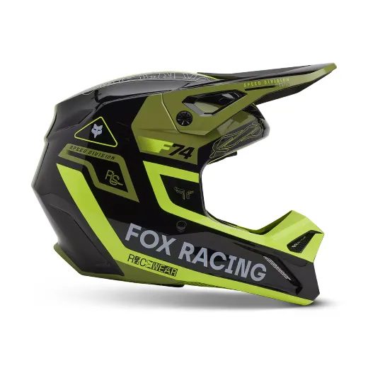 FOX MOTOKROSOVÁ PŘILBA V1 RACE SPEC HELMET ČERNÁ/FLUO ŽLUTÁ, ARMY ZELENÁ