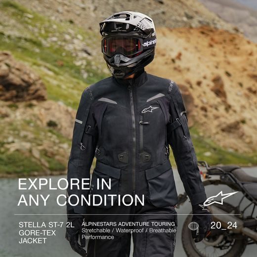 BUNDA STELLA ST-7 GORE-TEX, ALPINESTARS, DÁMSKÁ (ČERNÁ/TMAVĚ ŠEDÁ) 2024