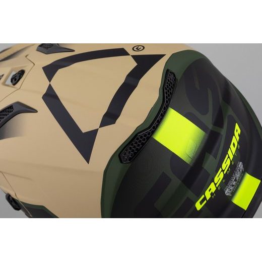 PŘILBA CROSS CUP 2 NAPA, CASSIDA (PÍSKOVÁ/ZELENÁ/ŽLUTÁ FLUO/ČERNÁ MATNÁ) 2025