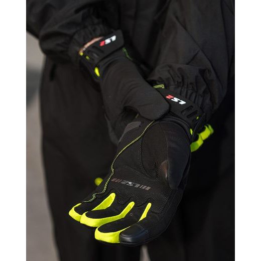 LS2 JET 2 MAN GLOVES BLACK H-V YELLOW