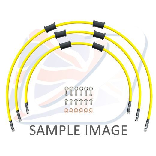 STANDARD HADICE PŘEDNÍ BRZDY SADA VENHILL POWERHOSEPLUS YAM-13001FS-YE (3 HADICE V SADĚ) ŽLUTÉ HADICE, NEREZOVÉ KONCOVKY