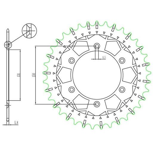 OCELOVÁ-NEREZOVÁ ROZETA PRO SEKUNDÁRNÍ ŘETĚZY TYPU 520, SUNSTAR (50 ZUBŮ)