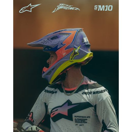 PŘILBA SUPERTECH S-M10 EDICE JETT LAWRENCE R01, ALPINESTARS (FIALOVÁ/RŮŽOVÁ FLUO/ŽLUTÁ FLUO) 2026