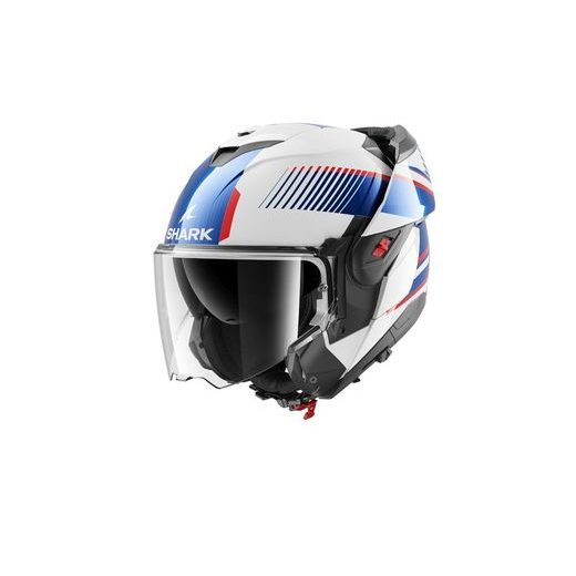SHARK PŘEKLOPNÁ PŘILBA OXO SIKTER BARVA BÍLÁ ČERVENÁ MODRÁ