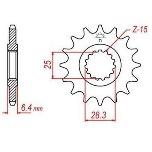 ŘETĚZOVÉ KOLEČKO PRO SEKUNDÁRNÍ ŘETĚZY TYPU 520, JT - ANGLIE (15 ZUBŮ)