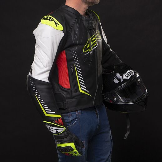 4SR PÁNSKÁ KOŽENÁ MOTO BUNDA CLUB SPORT AR NEON