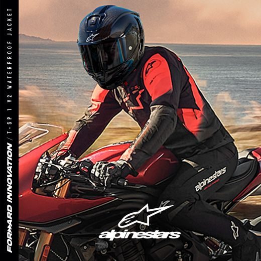 BUNDA T-SP 1 2 WATERPROOF, ALPINESTARS (ČERNÁ/ČERVENÁ FLUO) 2024