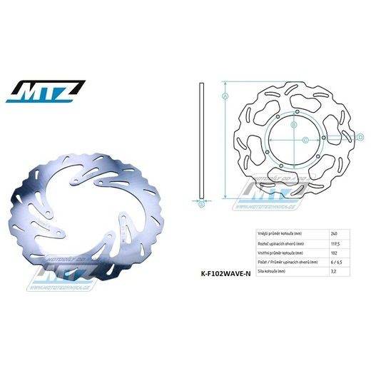 MTZ PŘEDNÍ BRZDOVÝ KOTOUČ NEREZ PROX - ZUBATÝ DESING WAVE - YAMAHA