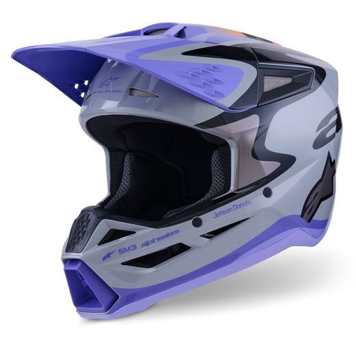 PŘILBA S-M3 EDICE JETT LAWRENCE, ALPINESTARS (ŠEDÁ/FIALOVÁ/ČERNÁ) 2026