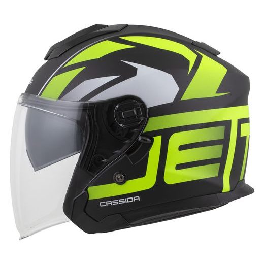 PŘILBA JET TECH 2.0 ROTO, CASSIDA (ČERNÁ MATNÁ/ŽLUTÁ FLUO/BÍLÁ) 2025