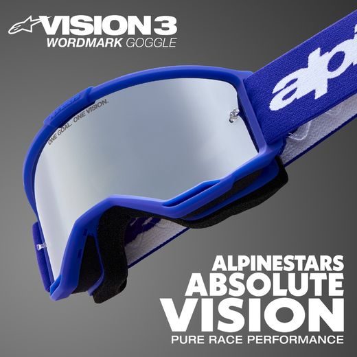 BRÝLE VISION 3 WORDMARK, ALPINESTARS (ČERVENÁ, ČIRÉ PLEXI) 2025
