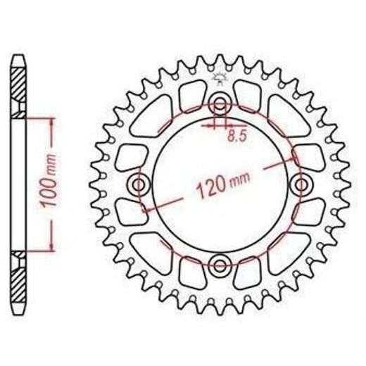DURALOVÁ ROZETA PRO SEKUNDÁRNÍ ŘETĚZY TYPU 428, JT - ANGLIE (48 ZUBŮ)