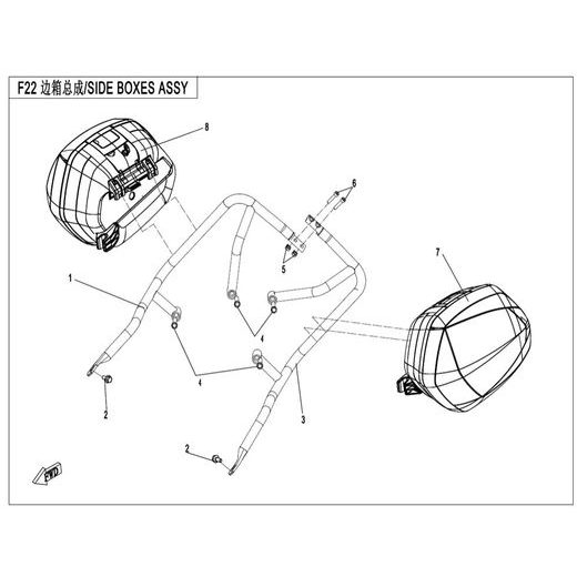 SUPPORTER, LH SIDE BOX CFMOTO 650GT