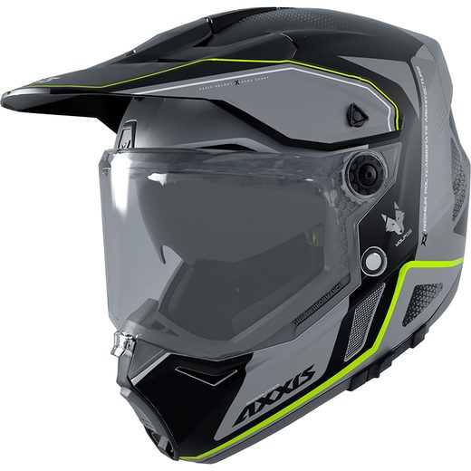 PŘILBA AXXIS ENDURO WOLF DS ROADRUNNER B2 LESKLÁ ŠEDÁ