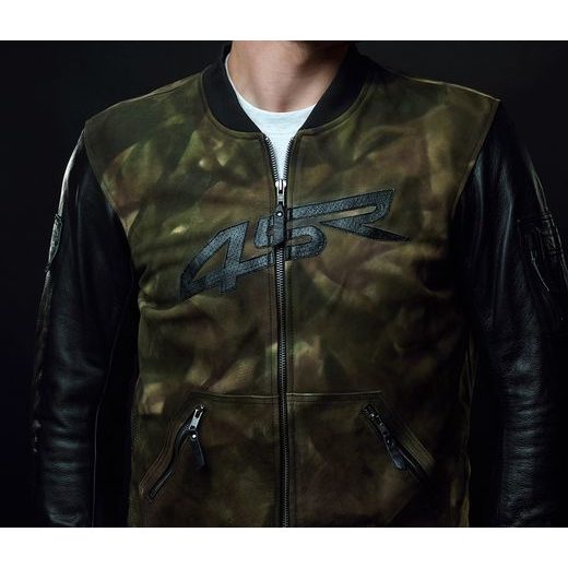 4SR PÁNSKÁ KOŽENO TEXTILNÍ MOTO BUNDA BOMBER CAMO 