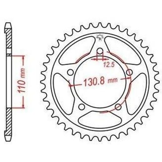OCELOVÁ ROZETA PRO SEKUNDÁRNÍ ŘETĚZY TYPU 525, JT - ANGLIE (44 ZUBŮ)