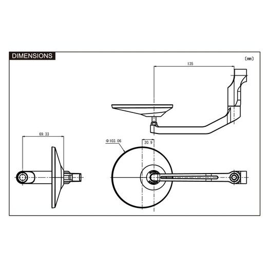 ZPĚTNÉ ZRCÁTKO UNIVERZÁLNÍ D-MIRROR-3, DAYTONA