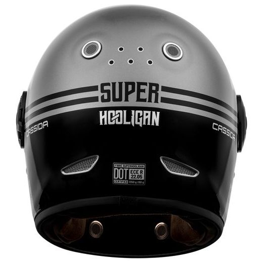 PŘILBA CASSIDA FIBRE SUPER HOOLIGAN (ČERNÁ/METALICKÁ ŠEDÁ)