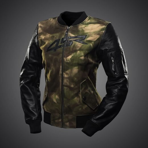 4SR DÁMSKÁ KOŽENO TEXTILNÍ MOTO BUNDA BOMBER LADY CAMO VEL 42