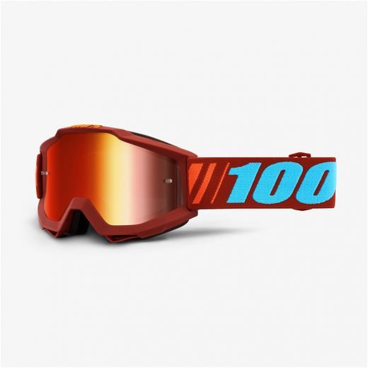 100% BRÝLE ACCURI DAUPHINE - USA (ČERVENÉ ZRCADLOVÉ PLEXI)+ČIRÉ SKLO S ČEPY PRO SLÍDY)