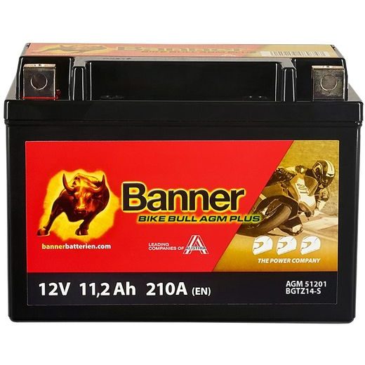 BATERIE GELOVÁ 12V, GTZ14-4, 11AH, 190A, BANNER BIKE BULL GEL 151X87X110
