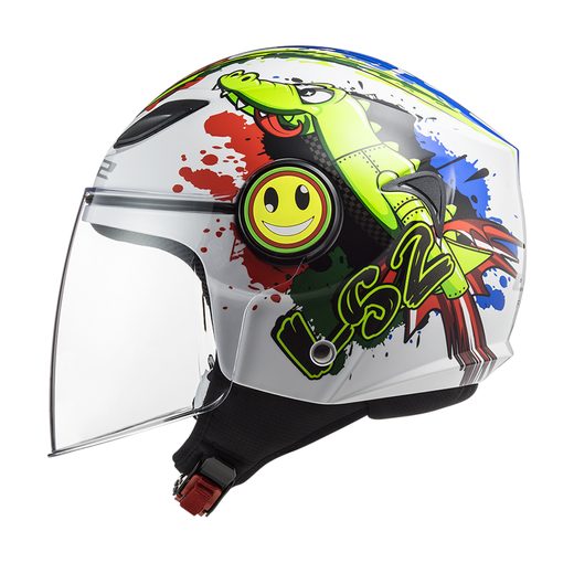 LS2 DĚTSKÁ OTEVŘENÁ MOTO PŘILBA OF602 FUNNY CROCO GLOSS WHITE
